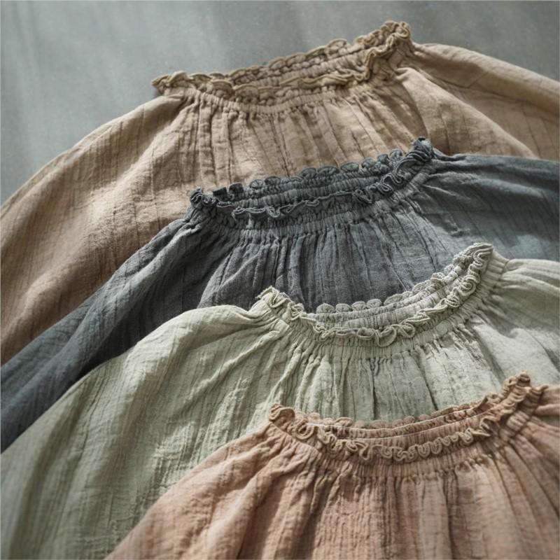 Johnature Women Vintage T-Shirts Solid Color Spring Long Sleeve O-neck Chinese Style Female Loose T-Shirts