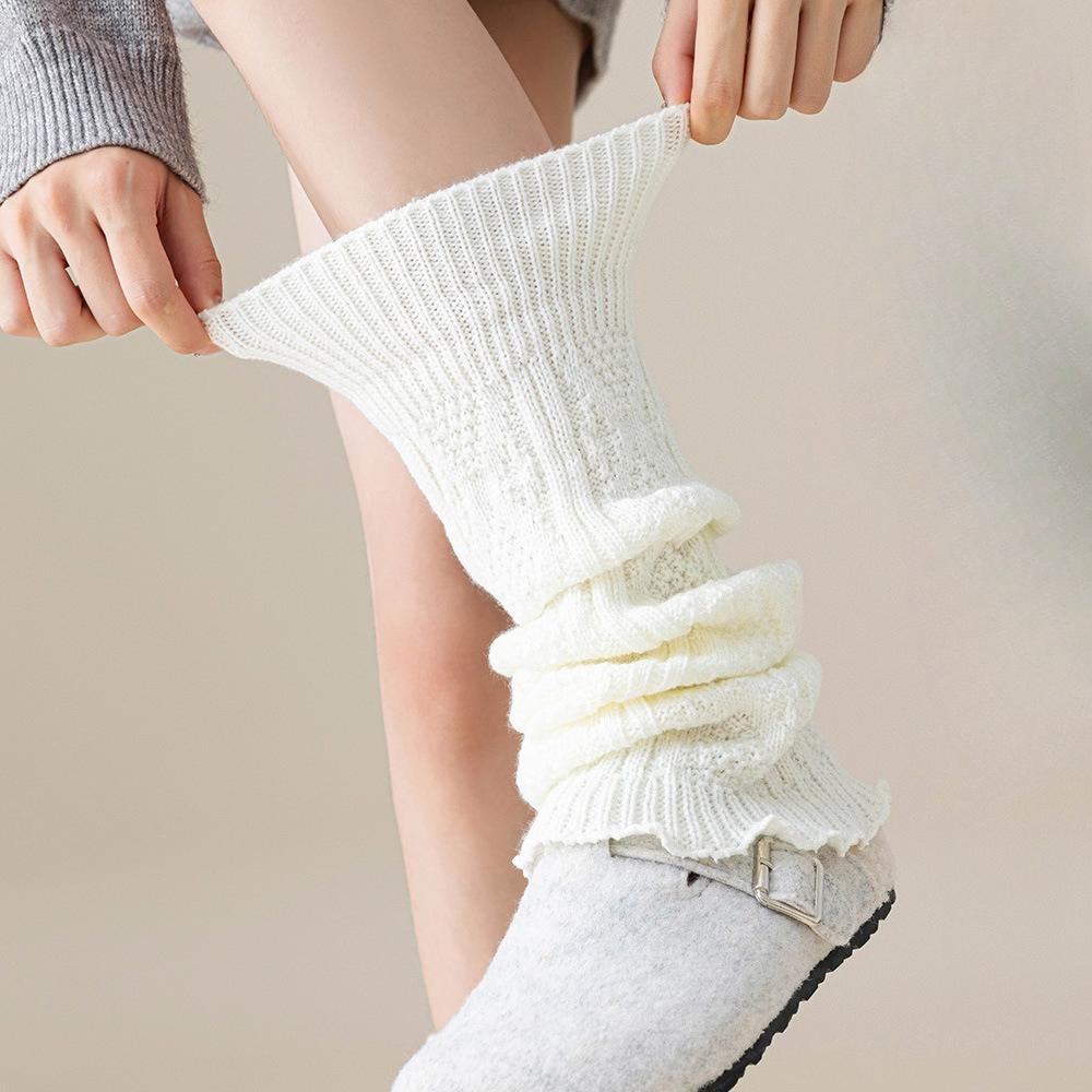 Lace Pile Sock Women's Autumn and Winter Knitted Leg Coverings Are Slimming, Thickened and Warm, Paired with Leather Shoes