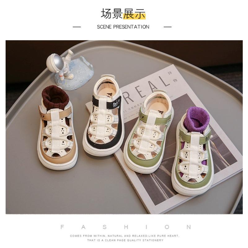 Boys Baotou Sandals Sneakers Summer Hollow Sandals 0-2 Toddler Shoes 1-6 Anti-kick and Anti-collision Korean Version of Beach Shoes