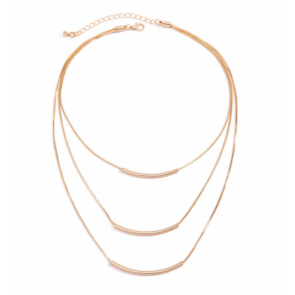 Simple Plain Circle Smooth Surface Personalized Round Tube Necklace Versatile Stacked Wearing Metal Wind Snake Bone Chain Necklace Jewelry