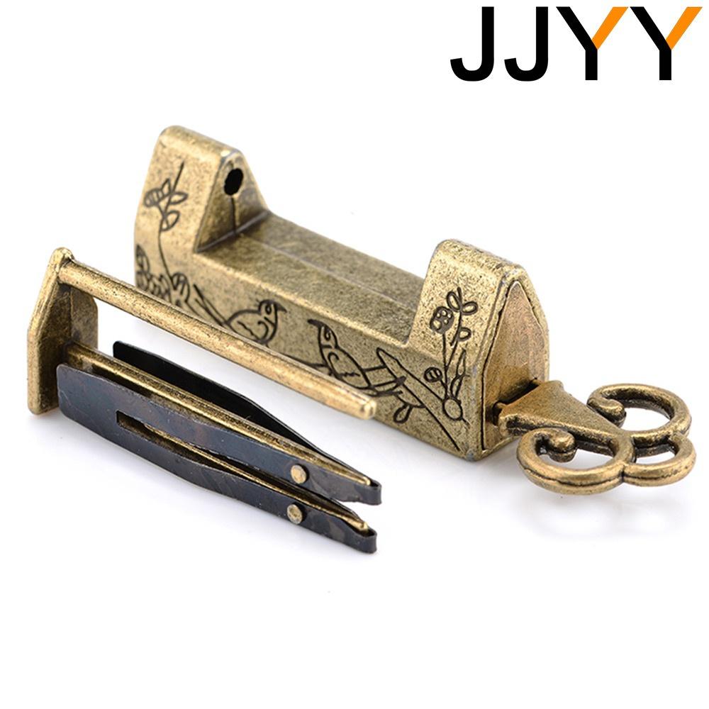 JJYY Vintage Antique Chinese Old Lock Retro Padlock Jewelry Wooden Box Padlock Lock for Suitcase Drawer Cabinet