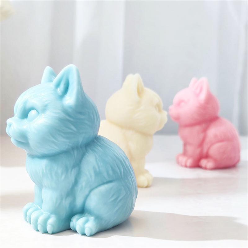 Cat And Dog Silicone Mold 3d Kitten Candle Craft Gypsum Resin Cute For Soap Making Tool Diy Baking Ice Chocolate Mold