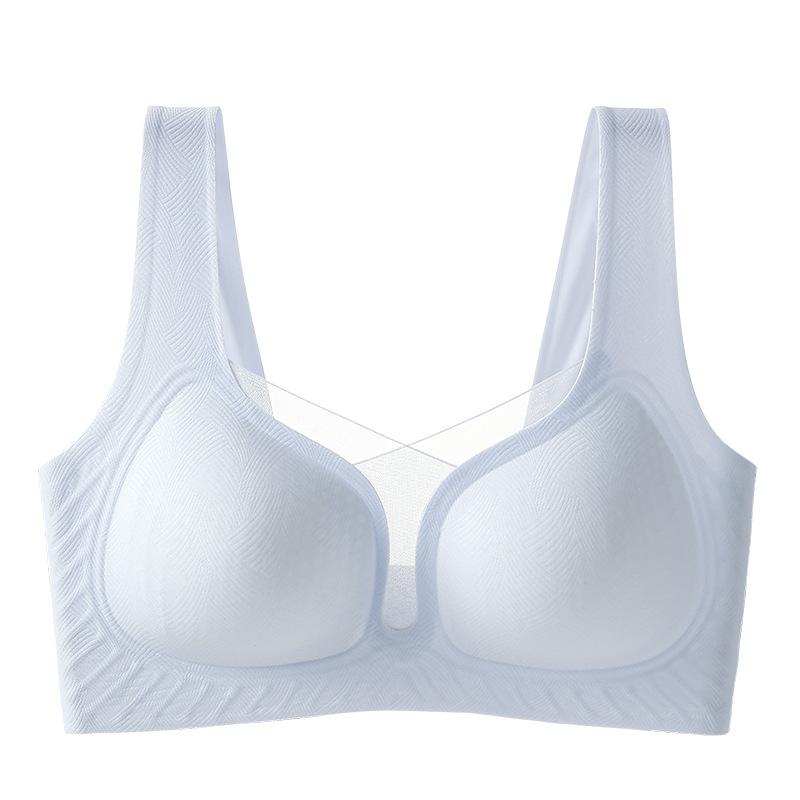Seamless Bra Women's Soft Support Perforated Cup Underwear Thin Gathering Large Size Bra Full Cup Mesh Strapless Bra