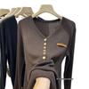Korean Style Plus Size Women's Long Sleeve One-Piece Sweater - Slimming & Fashionable