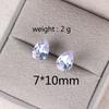 Delicate Water Drop Shaped Stud Earrings Luxury Silver Color Crystal CZ Ear Earrings for Women Fashion Versatile Jewelry