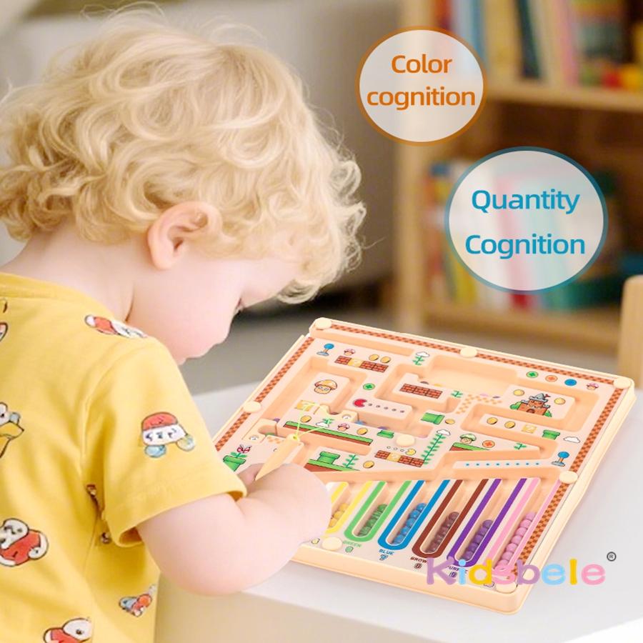 Kids Montessori Color Number Maze Toy Classification Counting Board Walking Bead Puzzle Gift Chrismas Gift Sensory Training Toy