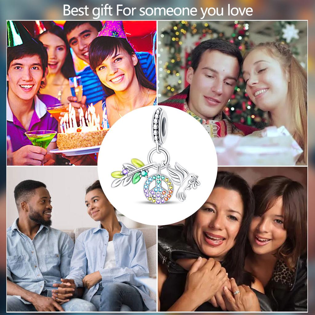 Original Charms Copper Certified Peace Dove Olive Branch Beads Fit Bracelet Women Jewelry Making Diy