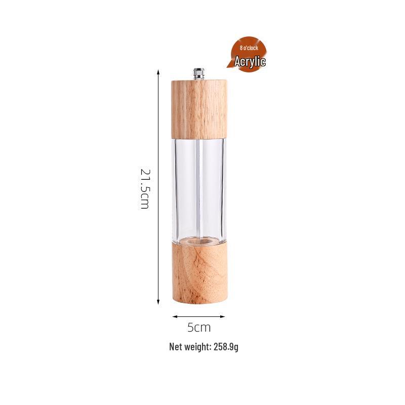 Oak & Acrylic Manual Pepper Grinder - Black Pepper Mill Kitchen Tool