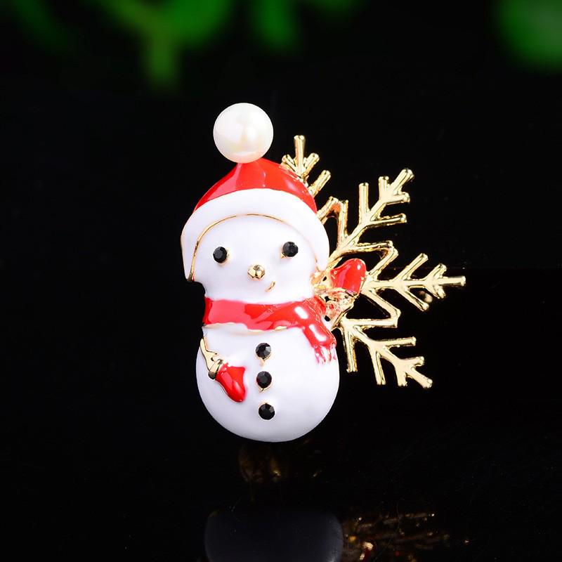 Charming Rhinestone Snowman & Pearl Snowflake Stud Earrings