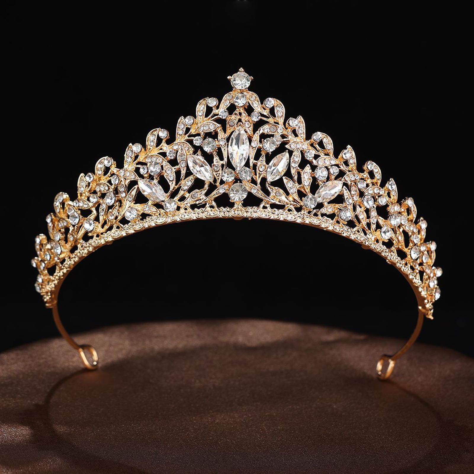 Luxury Gold Color Crystal Bridal Tiaras Crown Rhinestone Pageant Diadema Headpieces Bridal Tiaras Crown Wedding Hair Accessories