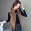 Women Autumn Winter Solid Color Plush Waistcoat Stand Collar Sleeveless Pockets Zipper Placket Thickened Fleece Vest Coat