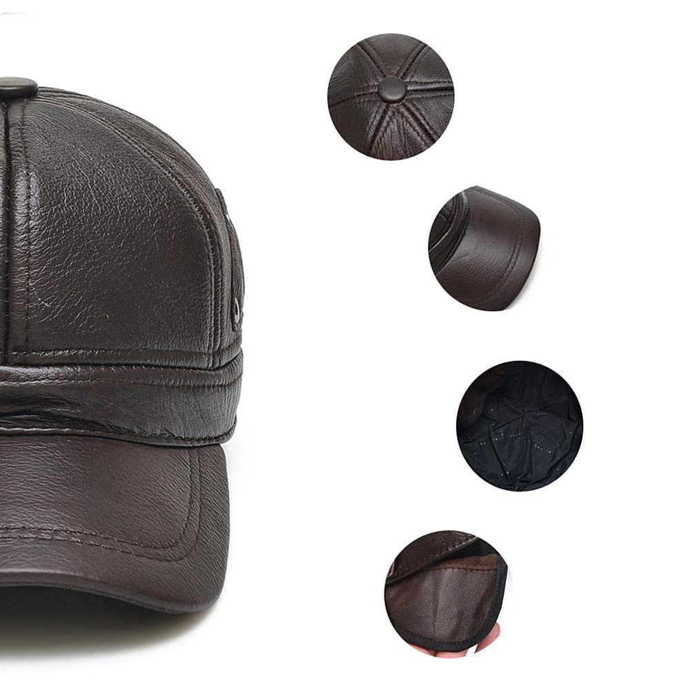 Anmida Leather Genuine Cold Plain [ANMIDA] Autumn/Winter Cap, Men's Hat, Women's Cap, Leather, Protection, Simple,
