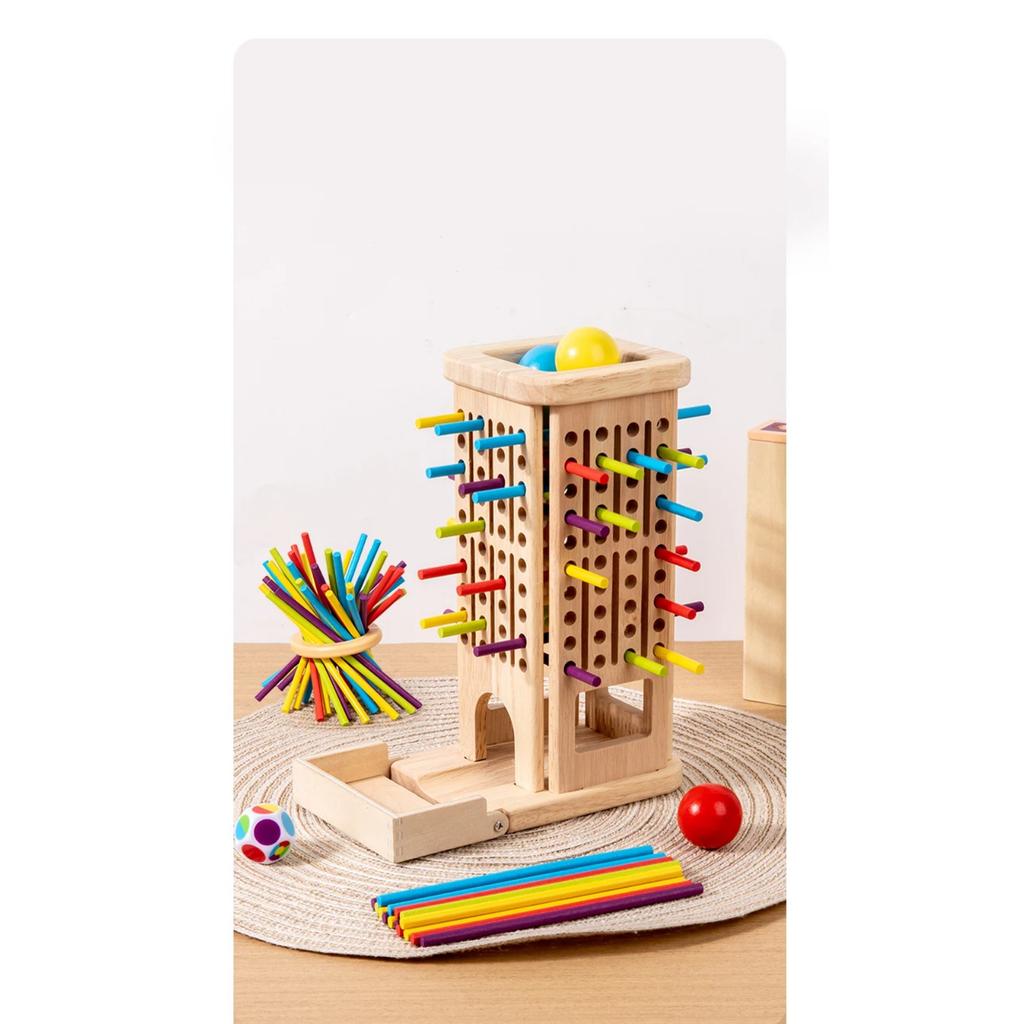 Neues 3in1 Stick- und Turmspiel Holz Arithmetik Frühe Bildung Montessori Spielzeug Denktraining Eltern-Kind Interaktives Spielzeug