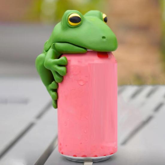 Frog Can Lid Lily Pad Cup Holder Set Reusable Soda Can Cover Secure Can Lids with Cup Holder Whimsical Drink Accessories