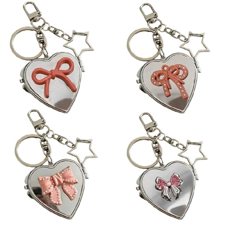 Lovely Butterfly Heart Mirror Keychain Perfect For Keys Bags And Earphones Trendy Phone Ornament for Women