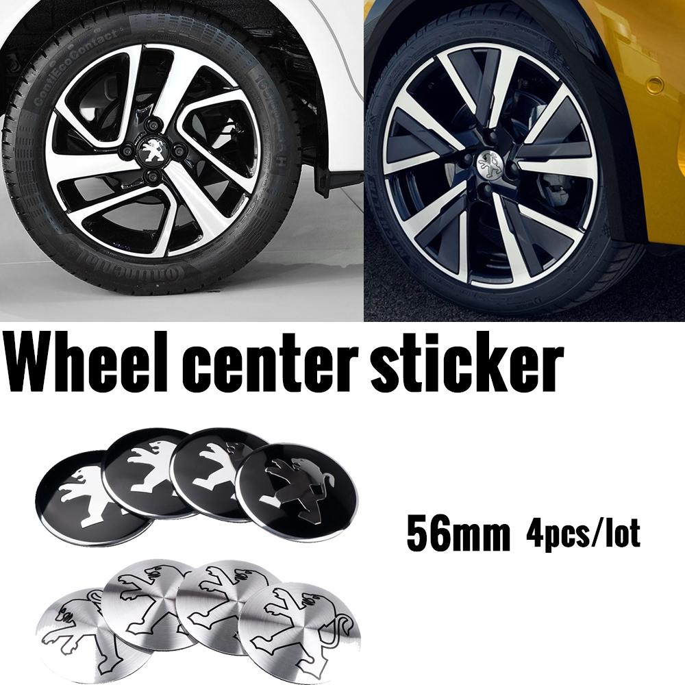 4pcs 56mm Car Wheel Center Hub Cap Rim Sticker Decals Accessories For Peugeot 206 3008 308 307 2008 508 408 106 407 208 207 107