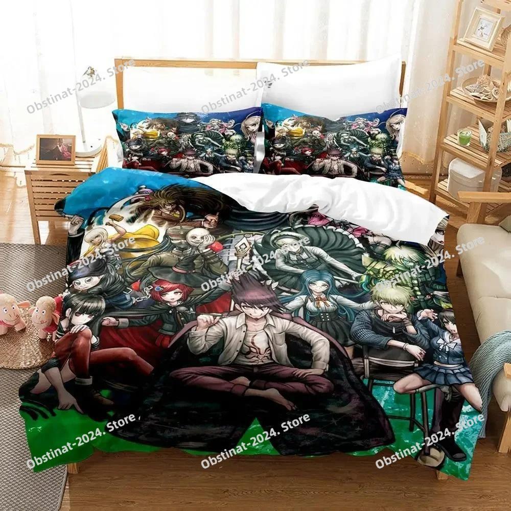 Fashion Anime Danganronpa Bedding Set Printed Bed Set Duvet Cover Sheet Pillowcase Bed Soft Quilt Cover Full Queen King Size