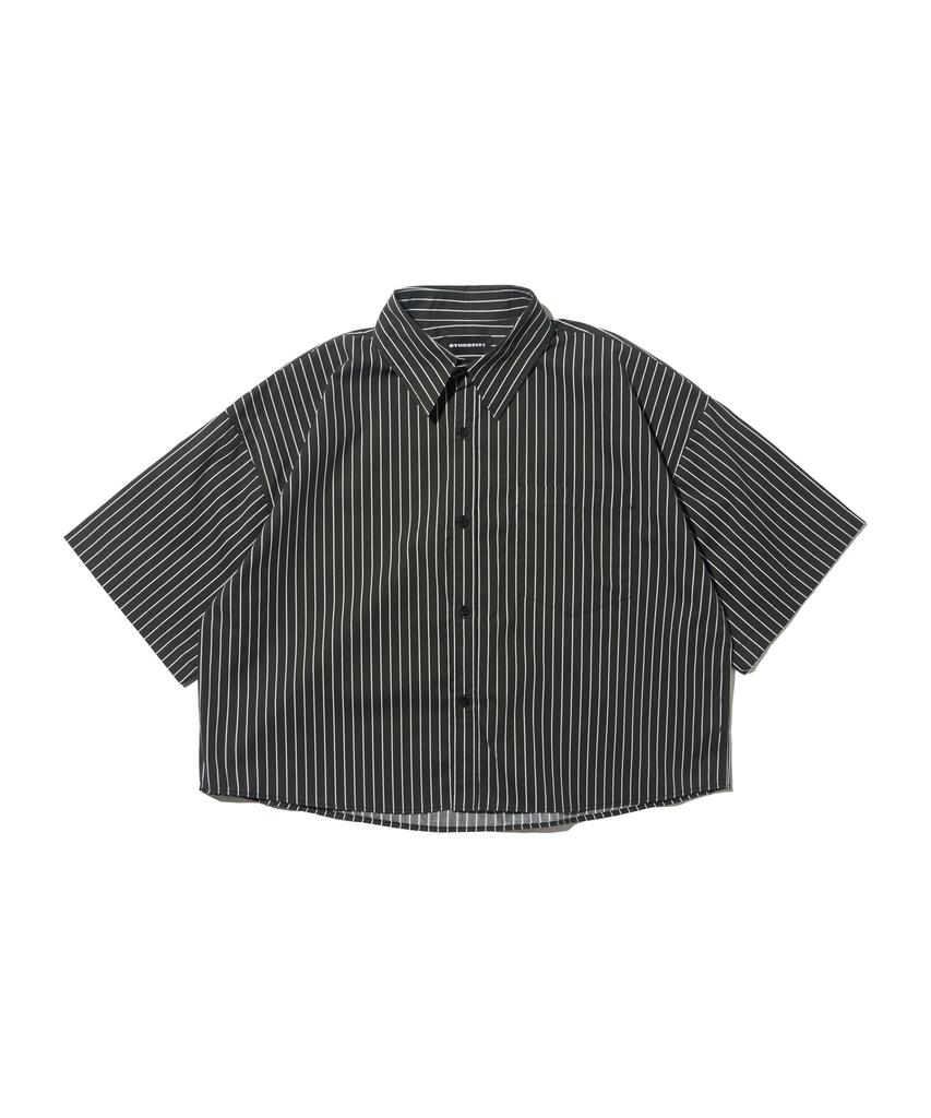 OTHERFITS Deep Line Stripe Crop Shirt (Black)