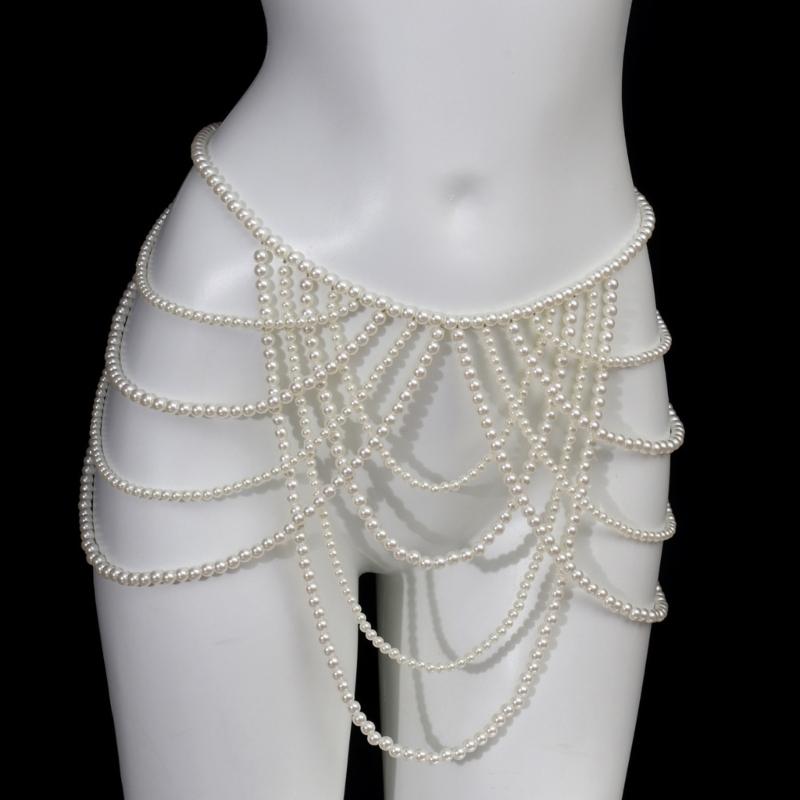 Contemporary Imitation Pearls Shoulder Jewelry for Women Body Chain Suitable for Enhancing Outfits At Various Event