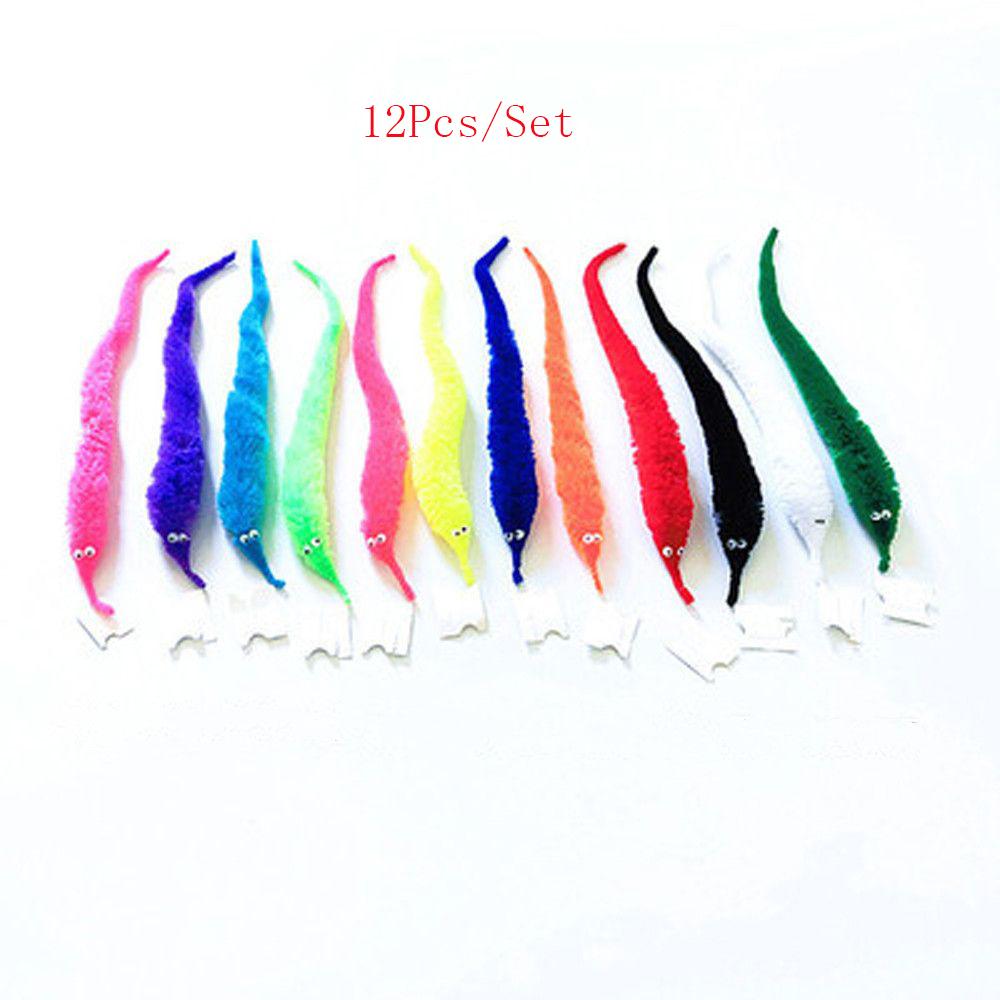 12 Pieces Twisty Worm Magic Toys Party Favors Fuzzy Worm On A String Christmas Halloween Wizard New Strange Trick Toys For Kids