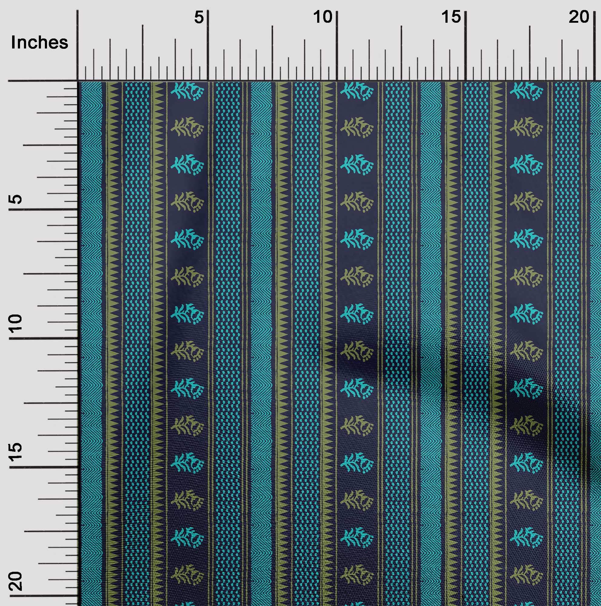 

oneOone Cotton Flex Fabric Geometric|Stripe & Floral Block Decor Fabric Printed BTY 40 Inch 42 Inch - Viscose Chiffon синій
