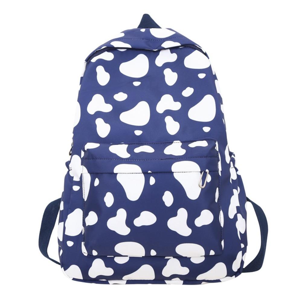 Tragbarer Kuhmuster Studentenrucksack Nylon Große Kapazität Teenager Schultasche Verschleißfest Reiserucksack Schüler