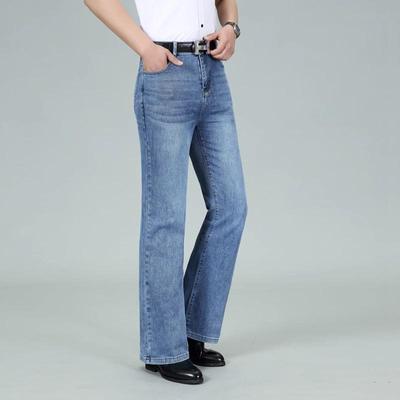 Jeans Heren Heren Lichtblauw Middenhoge Taille Stretch Uitlopende Jeans Klassieke Designer Uitlopende Jeans