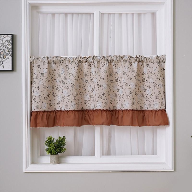 Retro-Stile Florale Designs Kurzer Vorhang Atmungsaktive Transparente Fensterdekorationen für Wohnzimmer Küche Schnelle Montage