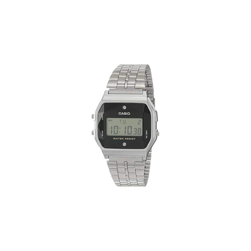 Casio A159WAD-1D Digital Watch Stainless Steel Band Water Resistant LED Display