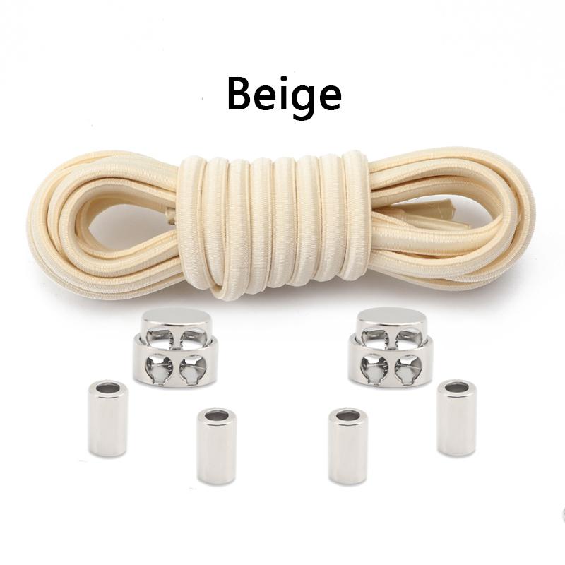 1Pair/2Pair New Metal Buckle Laces Unisex Quick-On/Off Shoelaces Oval Elastic Shoelace for Sneakers and Boots