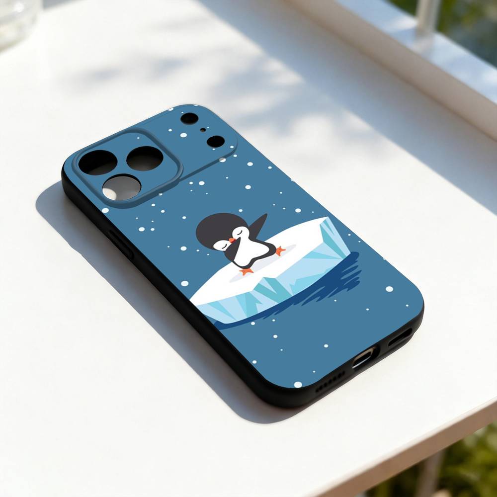 

Пингвин Кавайи Милый Мультяшный Чехол Для Телефона Для iPhone 11,12,13,14,15,16,17,Pro,Max,Plus,E,SE4,Air,Mini Черный Мягкий Чехол iPhone12mini