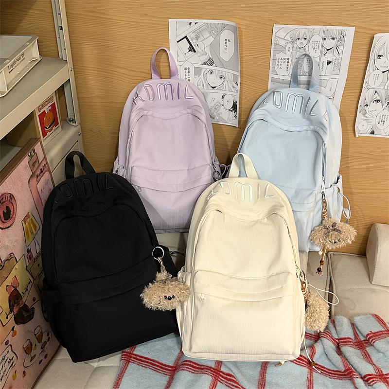 Letter Embroidery Minimalist Backpack for Women – Perfect for School, Work & Daily Use