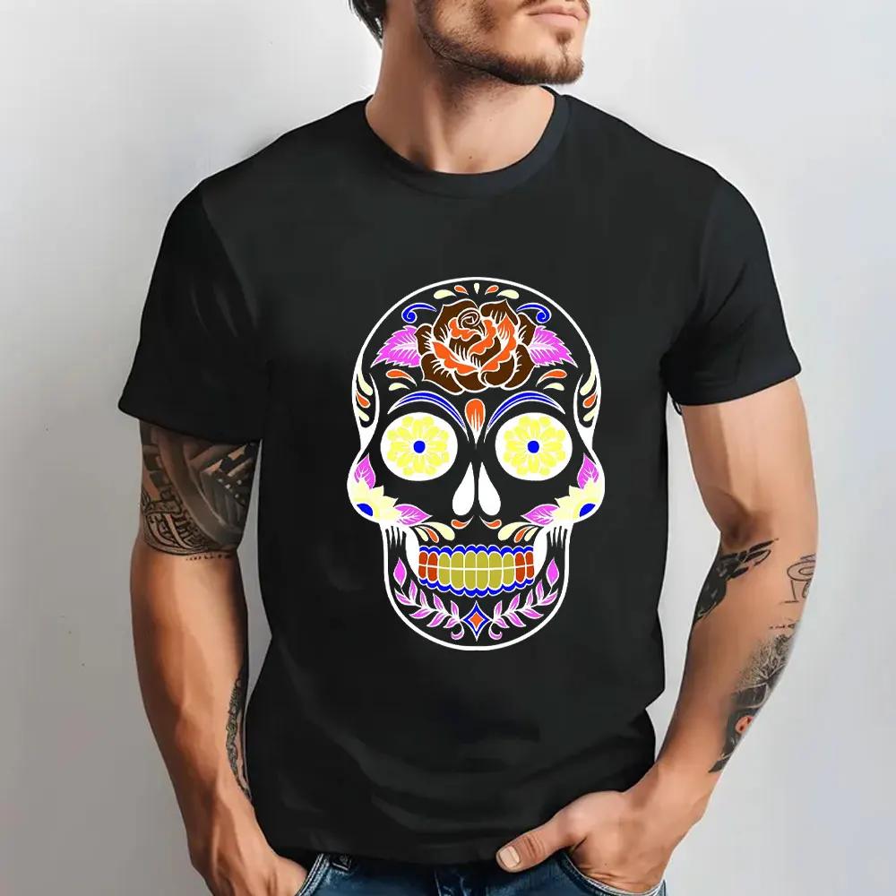 Dia De Los Muertos Day of The Dead Sugar SkullAnime Clothes Design Halloween Trick-or-treating Cotton Unisex T-Shirt Unisex Clothing Unisex