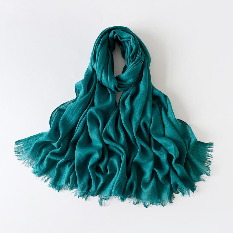 180 * 90 Cotton And Linen Scarf Sunscreen Folds Solid Color Human Cotton Silk Scarf Shawl Multi-Color Yarn Headscarf Women