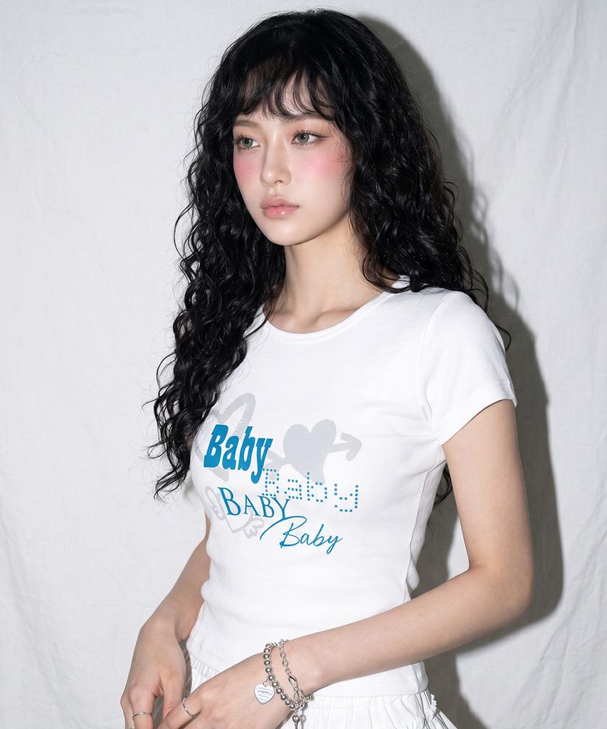 THE GREEN LAB Baby Boat Neck Slim Short Sleeve Tee [White]