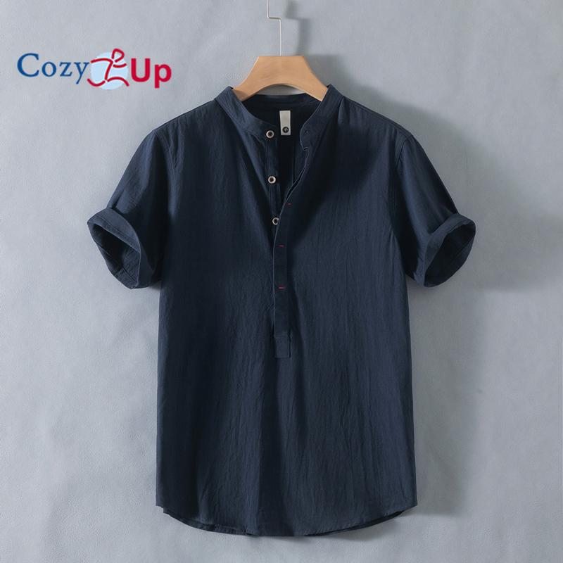 

Cozy Up Soft Shirt for Men Cotton Linen Chinese Style Men s T-shirt Men s Loose Shirt Short Sleeve XXXXXL темно-синий