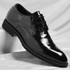 Fashion New British Style Dress Business Casual Shoes Men Black Commuter Thick Soles Leather Bright Leather Wedding Outdoor Oxford Shoes