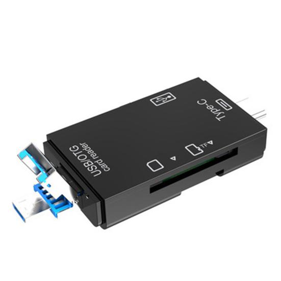 6-in-1 Multifunctional USB 3.0 Card Reader Mini Type-C TF-SD Card Reader OTG Adapter for Mobile Phone