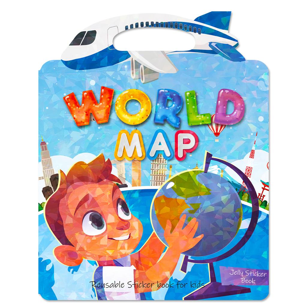 Children'S Early Education Cognition World Map Sticker Concentration Training Can Be Repeatedly Pasted Portable Jelly Sticker Book
