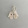 Winter Winddicht Kältefest Warm Kinderhandschuhe 2-5 Jahre Gesticktes Herz Halsband Strick Cremefarben Babygarn Säuglingswolle
