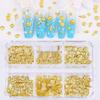 Six-Grid Ocean Style Metal Nail Art Rivet Stickers: Mixed Marine Life Nail Decorations