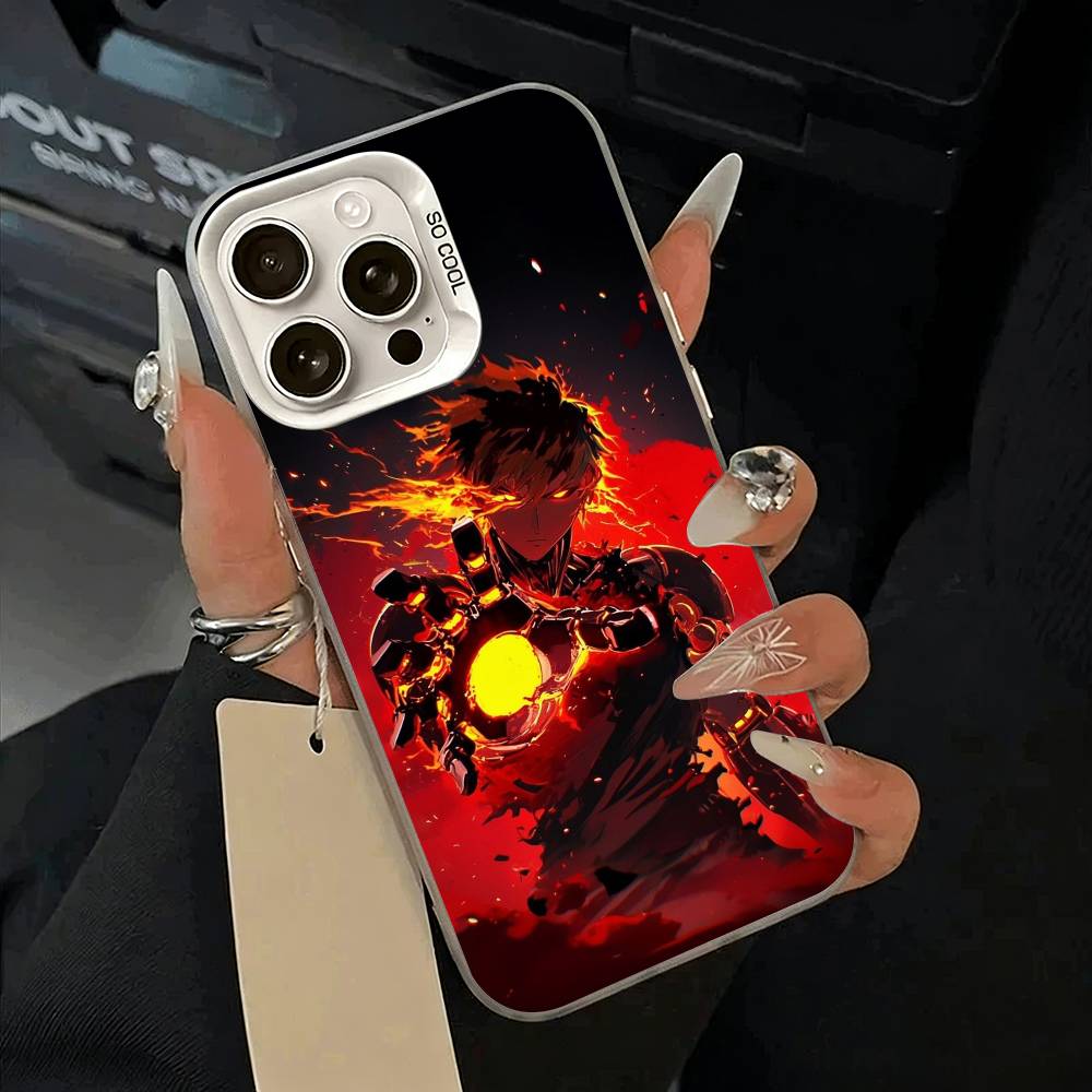 O-P-M-One-Punch -Man Phone Case For IPhone 17 Air 16 15 14 13 12 11 Pro Max White Sliver Hard Cover