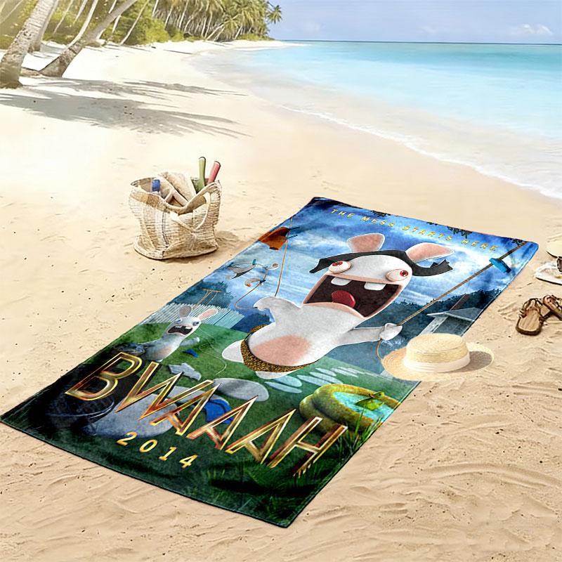 Rabbids Invasion Bliss Print Beach Towel, Large Soft Quick Dry Towel for Beach Camping Swimming