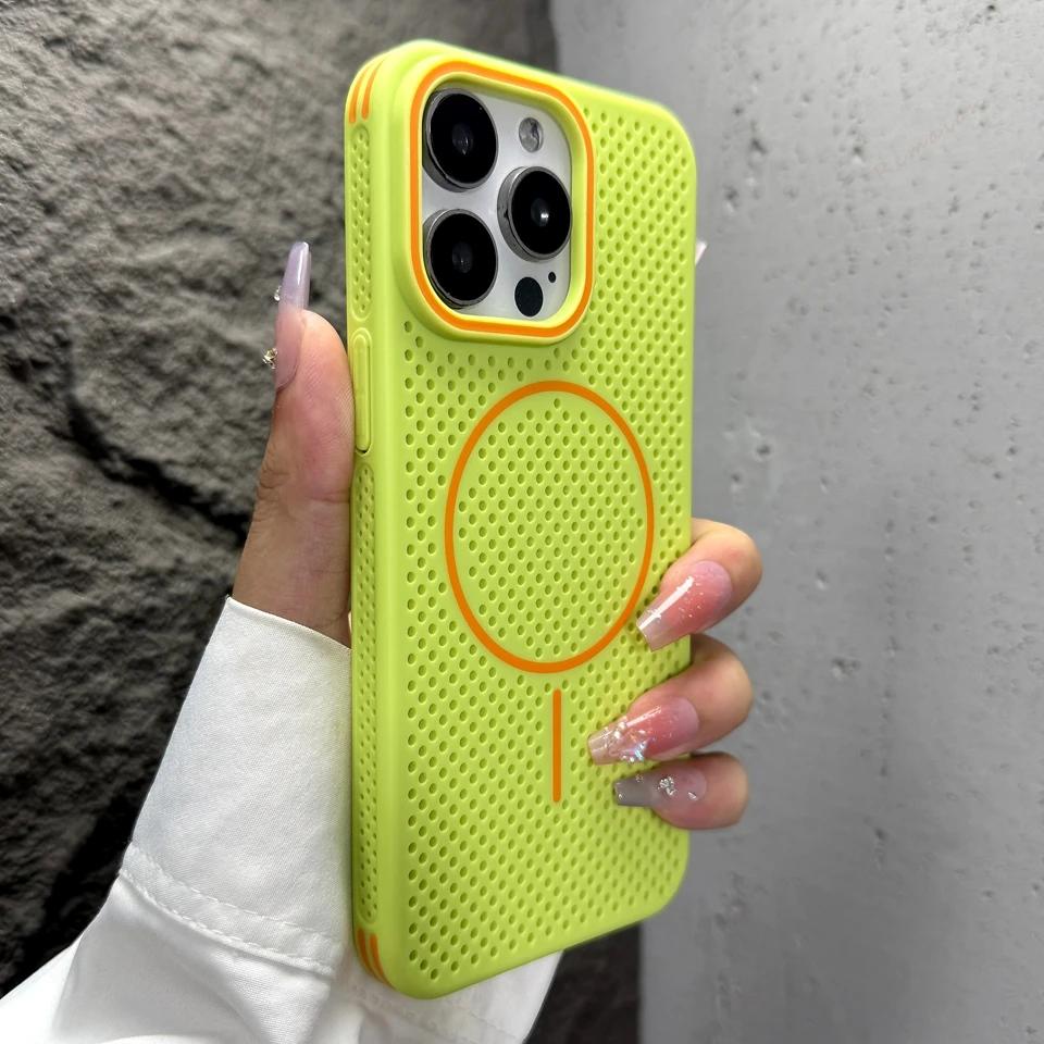 Magnetic Phone Case For iPhone 17 Air 15 14 13 12 16 Pro Max 14Pro 16Pro Magsafe Heat dissipation Protector Shockproof Hard Cover