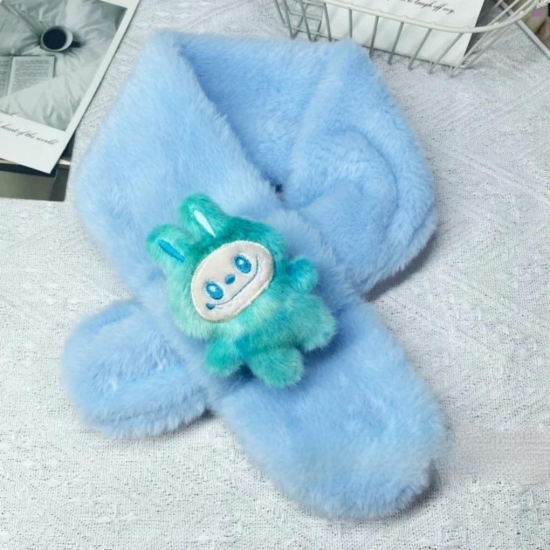 

Мультяшний барвистий шарф Осінньо-зимовий плюшевий дитячий шарф Батьківсько-дитячий з імітації кролячого хутра Дитячий шарф 80cm