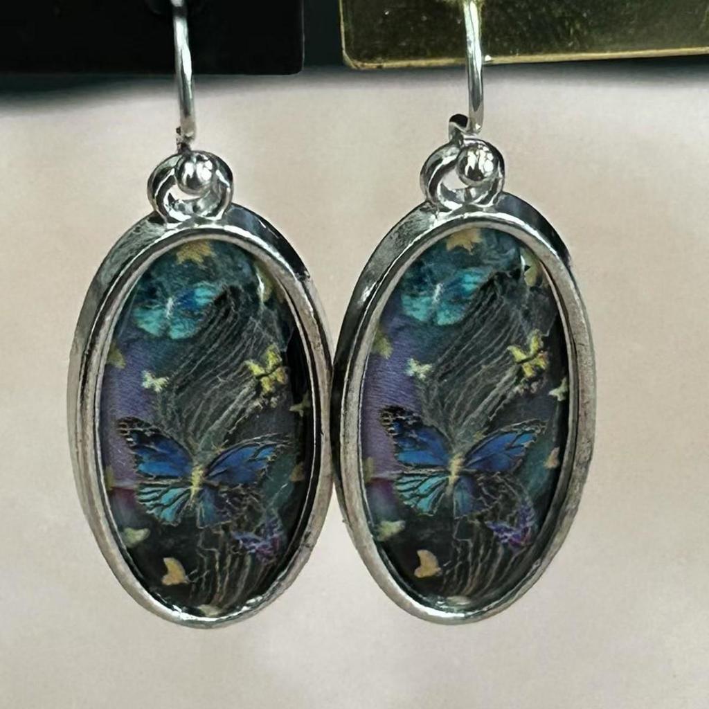 Boucles d'oreilles Puces Rétro Bohèmes à Texture Ovale