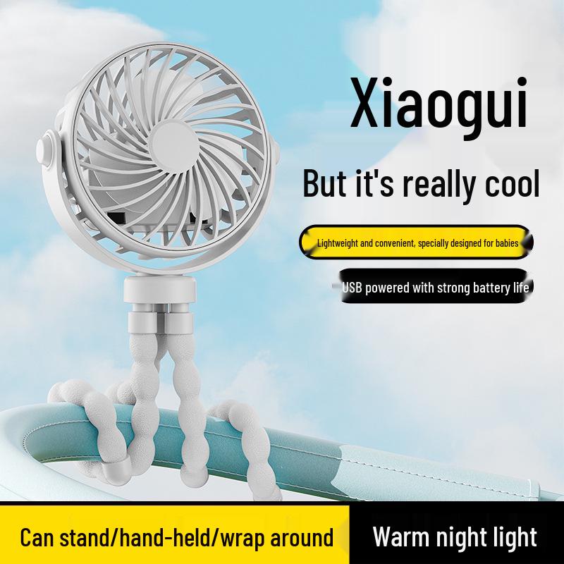 USB-Powered Octopus Stroller Fan with Light & Oscillation