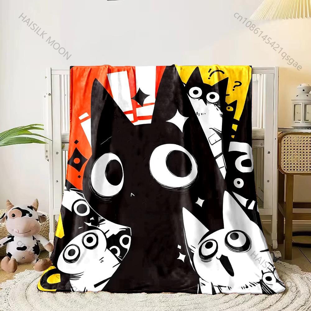 

1PC Cartoon cats wideeyed surprise Print Adult Children Warm Blankets Home Travel Car Soft Comfortable Suitable for all seasons 75x100cm