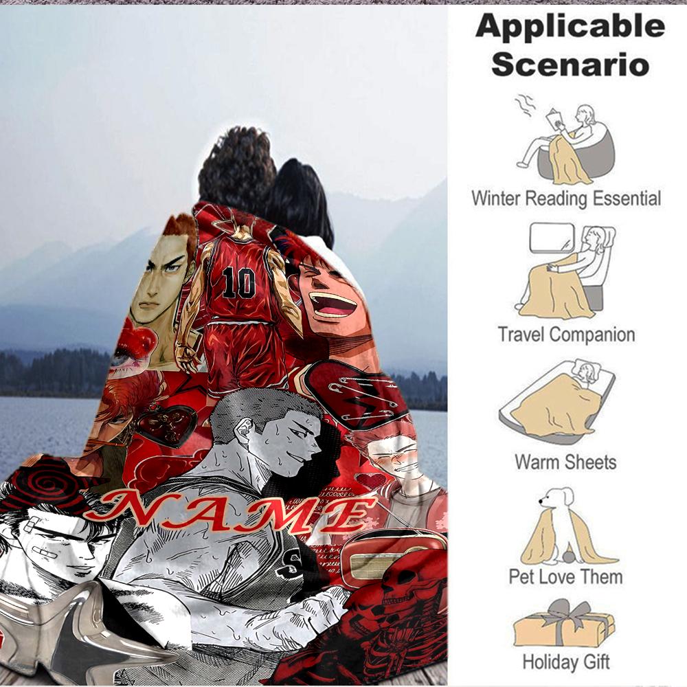 Custom 1pc Basketball Team Spirit Blanket, Soft And Comfortable Blanket, Casual Warm, Camping Travel Blanket, Birthday Gift Q912166
