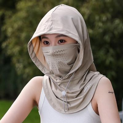Summer Anti-UV Sunscreen Hat With Mask Shawl Breathable Ice Silk Pullover Cap Head Wrap Unisex Beach Cap For Outdoor Sports